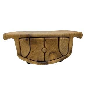 Vintage Apple & Walnut PUZZLE Hidden DRAWER MCM Jewelry Large Handmade Wood BOX